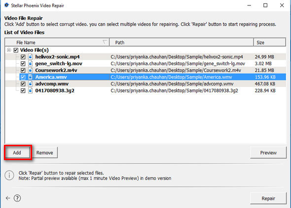 恢复损坏的视频