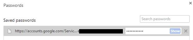 来自浏览器的Gmail密码破解程序 - 选择显示密码标签