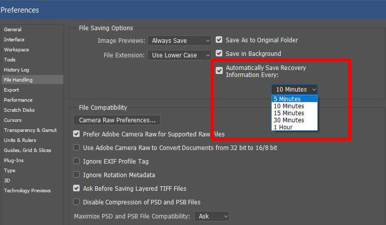 自动保存，Photoshop中
