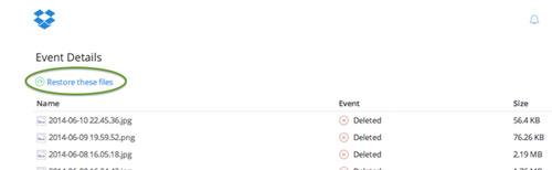 恢复已删除的文件dropbox第2步