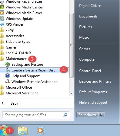 创建系统修复光盘