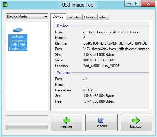使用USB Image Tool备份数据