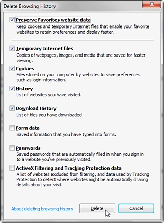 清除IE中的下载历史记录