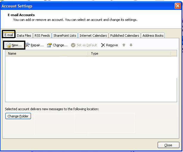 创建新的Outlook