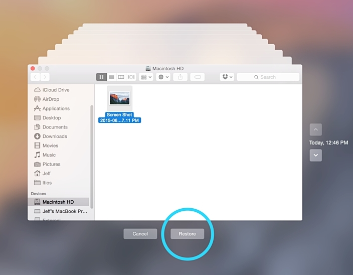 从时间机器恢复丢失的数据