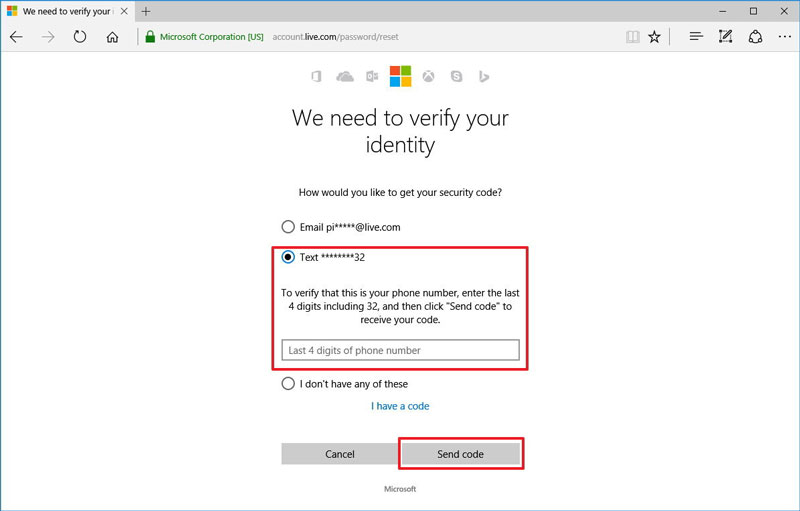 重置Outlook密码步骤2