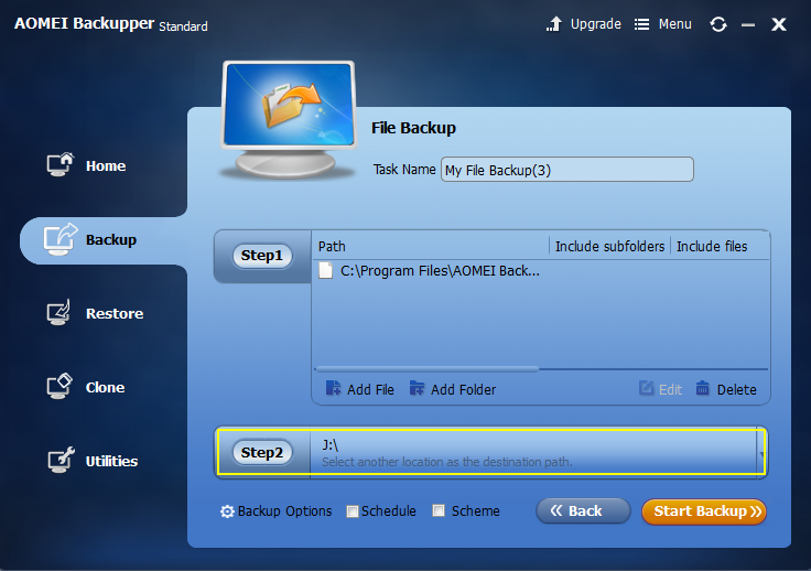 增量文件备份的位置