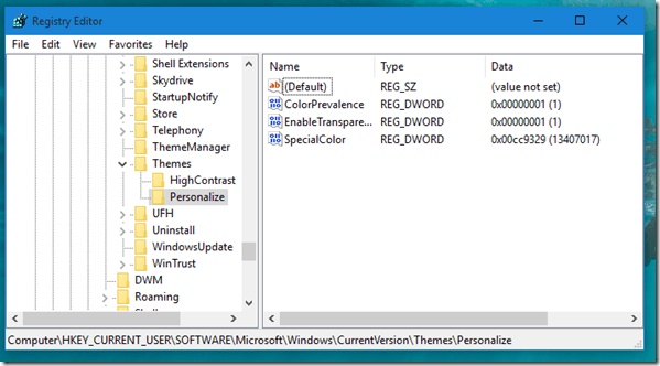 Windows 10中的注册表编辑器