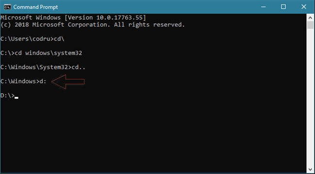 在命令提示符中更改驱动器号