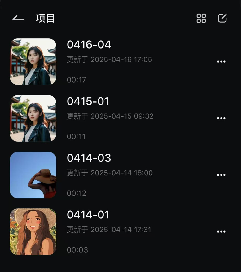 项目管理面板展示