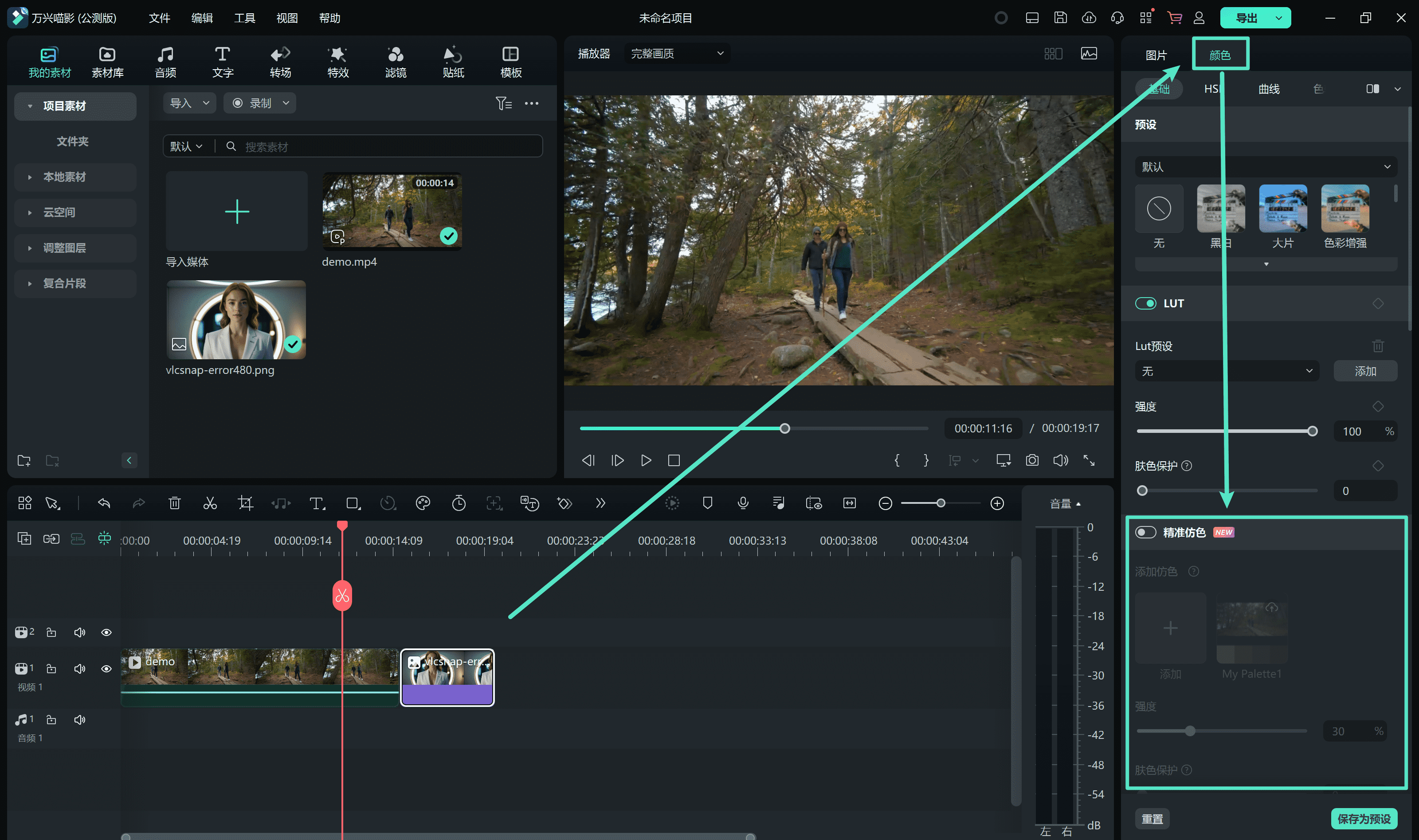 启用精准仿色功能的界面