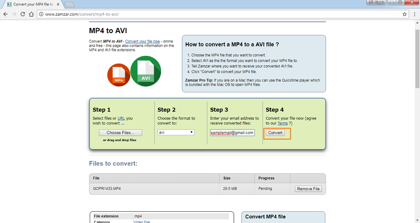 开始将MP4转换为AVI