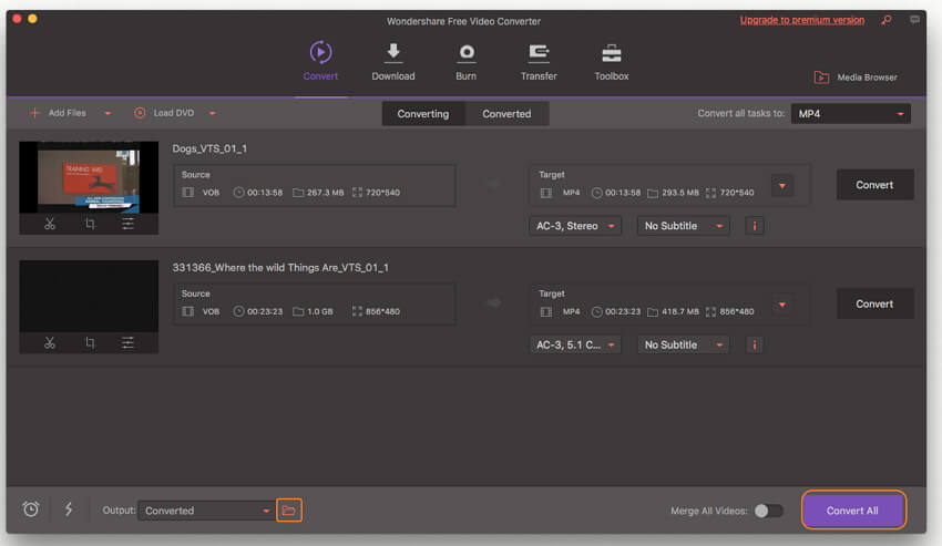 启动vob到mp4免费转换