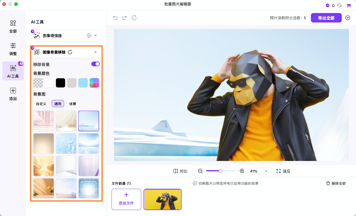 成功移除图片背景