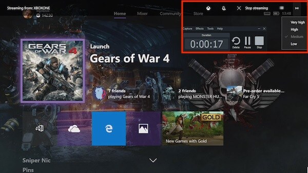 Xbox One的内置录制功能