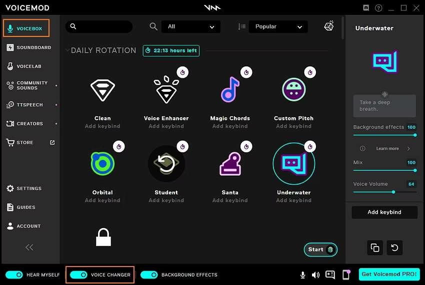 在Voicemod AI上选择一个声音效果