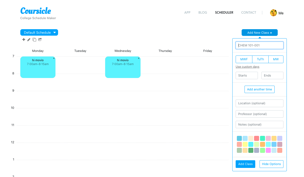 Coursicle - 大学课程表制作器
